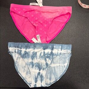 Victoria's Secret Pink and Blue Tie-Dye Panties Set